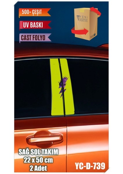 Araç Kapı Direk Kaplama Folyosu Kurt Desenli (Sağ Sol Takım) (2 Adet) - 22X50 cm