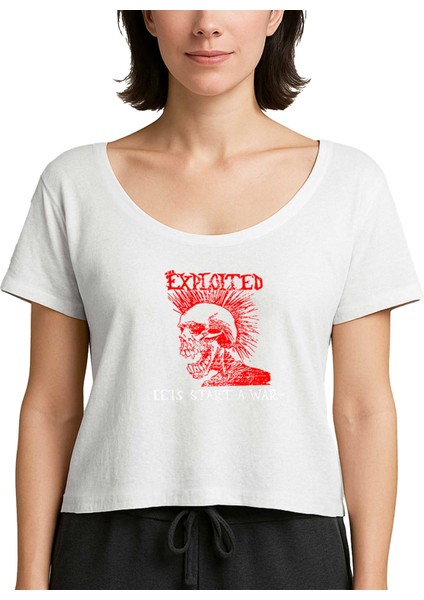 The Exploited Let's Start A War Siyah Kadın Tişört