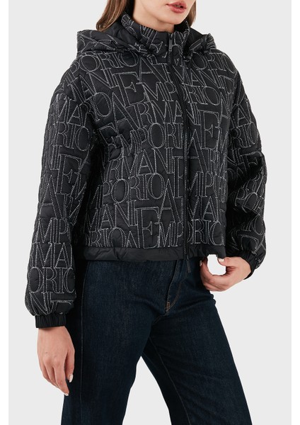 Logo Işlemeli Regular Fit Çıkarılabilir Kapüşonlu Mont Bayan Mont EW001389 AF12645 UC001 indirimleri