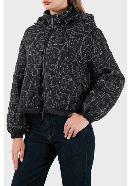 Logo Işlemeli Regular Fit Çıkarılabilir Kapüşonlu Mont Bayan Mont EW001389 AF12645 UC001