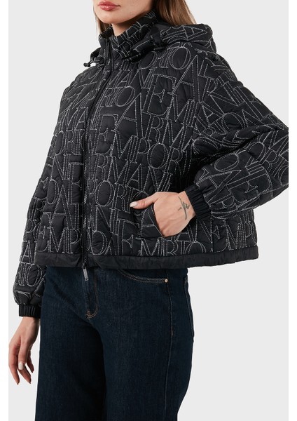 Logo Işlemeli Regular Fit Çıkarılabilir Kapüşonlu Mont Bayan Mont EW001389 AF12645 UC001