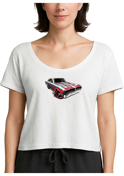 Dodge Charger Beyaz Kadın Tişört