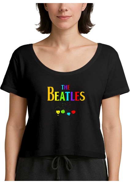 The Beatles Rainbow Siyah Kadın Tişört