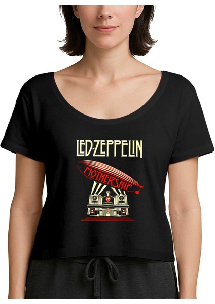 LED Zeppelin Mothership Siyah Kadın Tişört