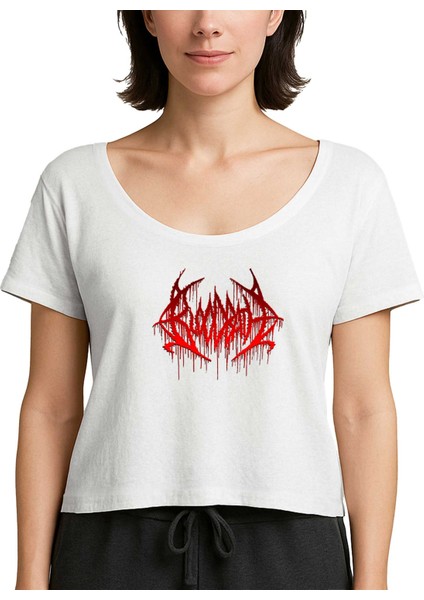 Bloodbath Logo Red Beyaz Kadın Tişört