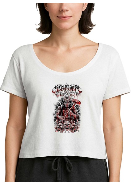 Slaughter To Prevail Skull Beyaz Kadın Tişört