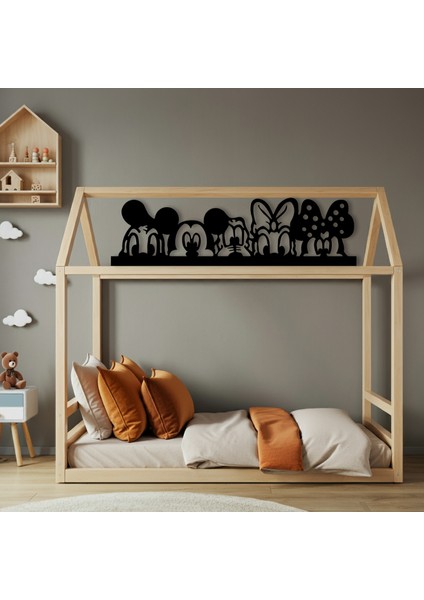 Mickey Mouse Ailesi Temalı Ahşap Duvar Tablosu