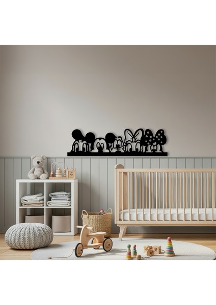 Mickey Mouse Ailesi Temalı Ahşap Duvar Tablosu modelleri