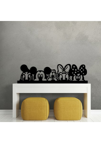 Mickey Mouse Ailesi Temalı Ahşap Duvar Tablosu fırsatları