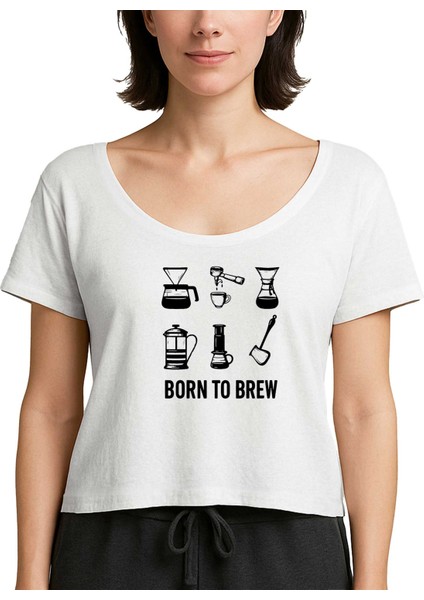 Barista Born To Brew Beyaz Kadın Tişört