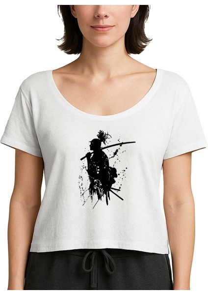 Samurai Miyamoto Musashi Beyaz Kadın Tişört