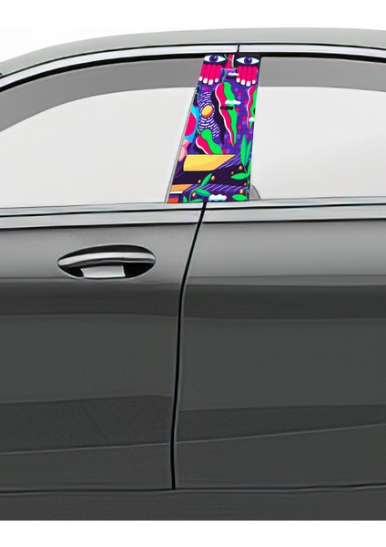 Araç Kapı Direk Kaplama Folyosu Desenli (Sağ Sol Takım) (2 Adet) - 22X50 cm