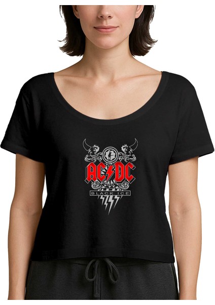 Ac Dc Black Ice Design Siyah Kadın Tişört