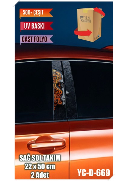 Araç Kapı Direk Kaplama Folyosu Kadın Desenli Uyumlu (Sağ Sol Takım) (2 Adet) - 22X50 cm