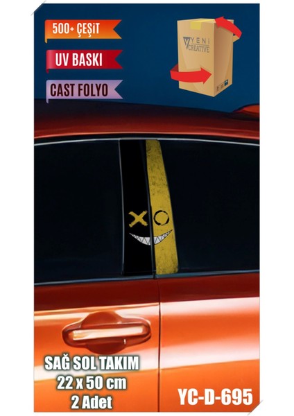 Araç Kapı Direk Kaplama Folyosu Desenli (Sağ Sol Takım) (2 Adet) - 22X50 cm