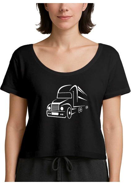 Tır Silüet Siyah Kadın Tişört