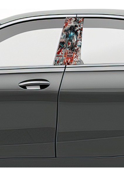 Araç Kapı Direk Kaplama Folyosu Desenli (Sağ Sol Takım) (2 Adet) - 22X50 cm