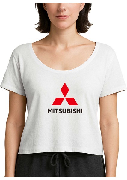 Mitsubishi Logo Beyaz Kadın Tişört