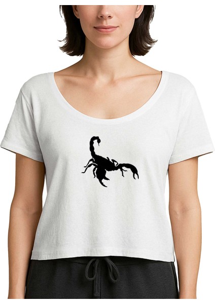 Scorpions Logo White Beyaz Kadın Tişört