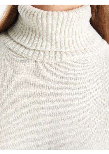 Yeni Sezon Balıkçı Yaka Düz Uzun Kollu Oversize Kadın Triko Elbise modelleri