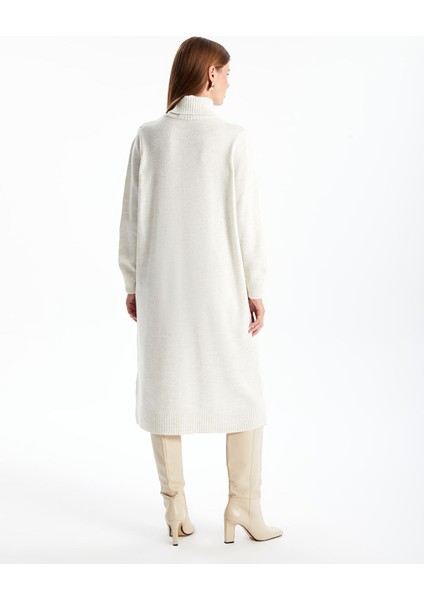 Yeni Sezon Balıkçı Yaka Düz Uzun Kollu Oversize Kadın Triko Elbise fırsatları