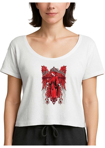 Red Wings My Religion Text Beyaz Kadın Tişört