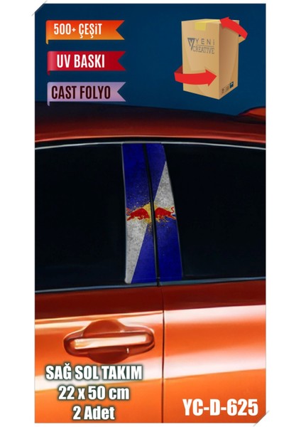 Araç Kapı Direk Kaplama Folyosu Desenli (Sağ Sol Takım) Uyumlu (2 Adet) - 22X50 cm