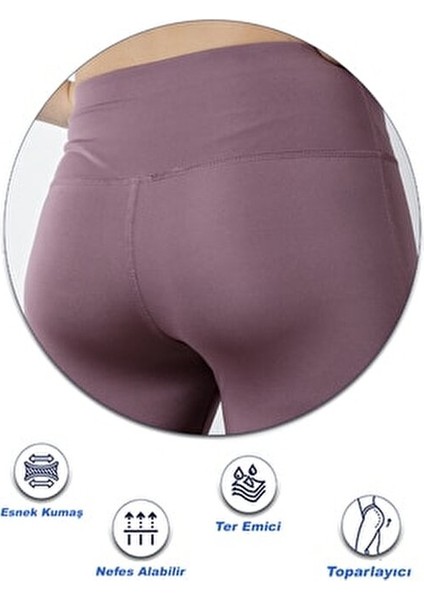 Kadın Spor Tayt Yüksek Bel Tül Detaylı Esnek Yapı ile Şık ve Fonksiyonel