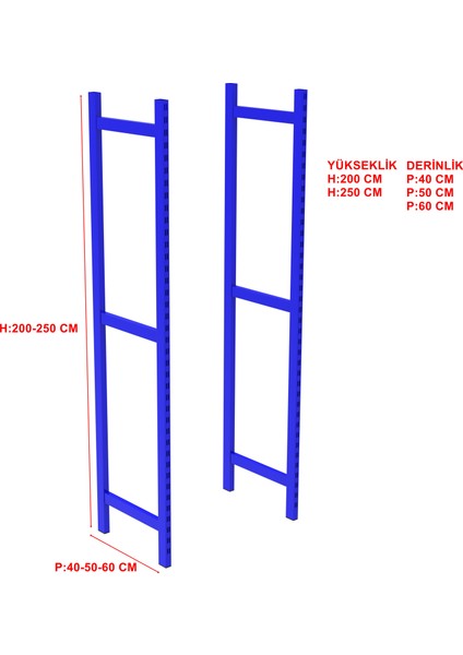 2 Adet Depo Rafı Hafif Rack Ayak