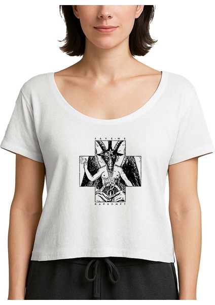 Baphomet Save Me Beyaz Kadın Tişört