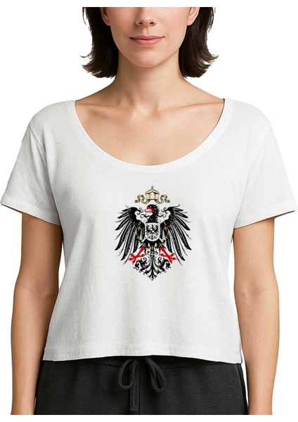Hearts Of Iron 4 Imperial Coat Of Arms Of Germany Beyaz Kadın Tişört