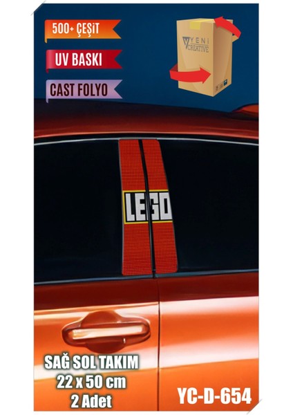 Araç Kapı Direk Kaplama Folyosu LEGO Desenli (Sağ Sol Takım) (2 Adet) - 22X50 cm