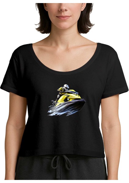Jetski Tour Siyah Kadın Tişört