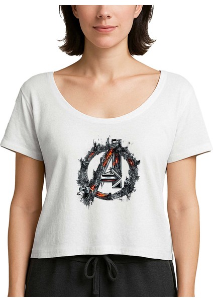 Avengers Logo 2 Beyaz Kadın Tişört