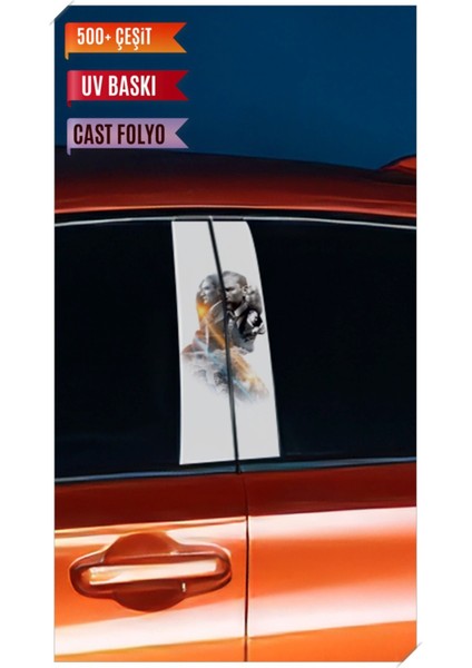 Araç Kapı Direk Kaplama Folyosu Atatürk Desenli (Sağ Sol Takım) (2 Adet) - 22X50 cm