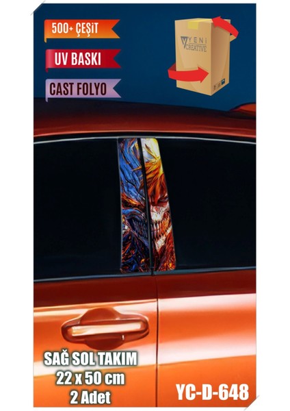 Araç Kapı Direk Kaplama Folyosu Desenli (Sağ Sol Takım) (2 Adet) - 22X50 cm