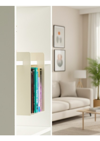 Cube Kitaplık ve Çalışma Masası Düzenleyici - Krem