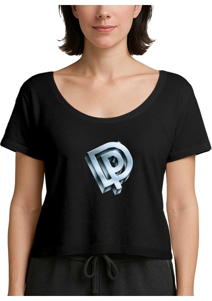 Deep Purple Logo Siyah Kadın Tişört