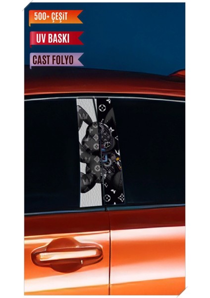 Araç Kapı Direk Kaplama Folyosu Vl Desenli (Sağ Sol Takım) (2 Adet) - 22X50 cm