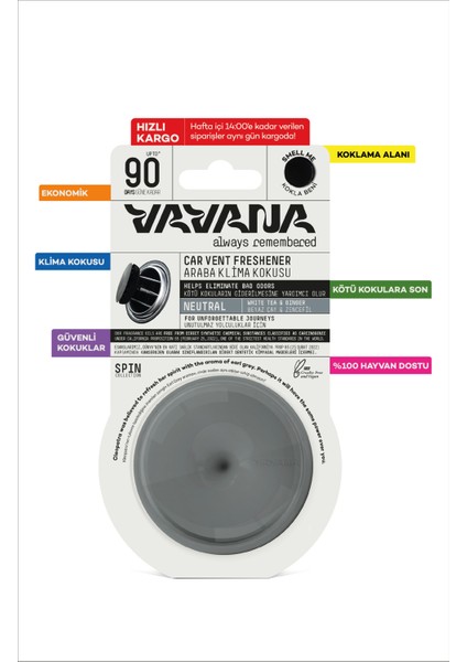 Araba Klima Kokusu, Spin Oto Kokusu, Beyaz Çay Zencefil Aromalı, 90 Gün Etkili Araç Kokusu - Neutral fırsatları