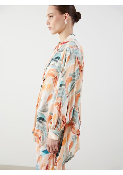 Yeni Sezon Desenli Oversize Kadın Gömlek Tunik