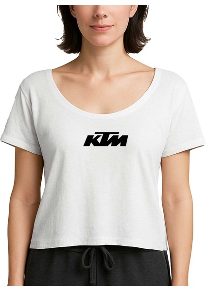 Ktm Motorcycle Black Logo Beyaz Kadın Tişört