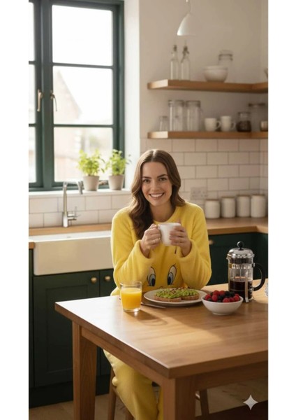 Sarı Peluş Pijama Takımı modelleri