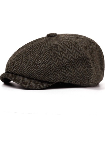 Ingiliz Kasket Dökümlü Standart Kışlık Yün Peaky Blinders Kasket Arkası Lastikli