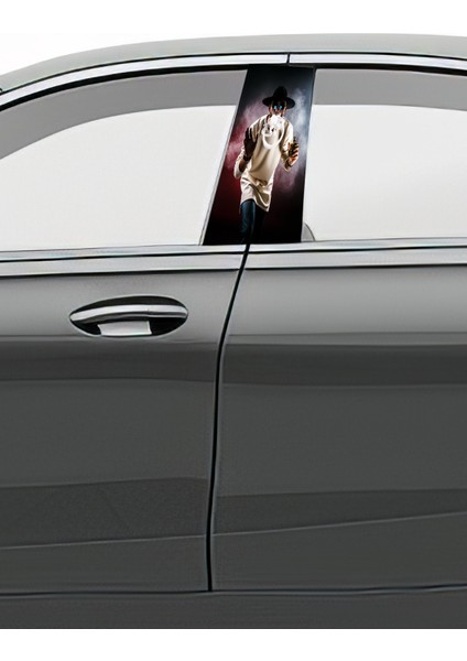 Araç Kapı Direk Kaplama Folyosu Desenli (Sağ Sol Takım) (2 Adet) - 22X50 cm