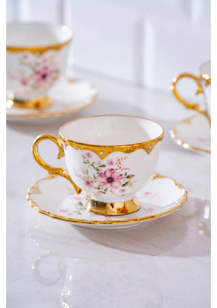 Hermia 6 Kişilik Porselen Kahve Fincan Takımı - 90 ml