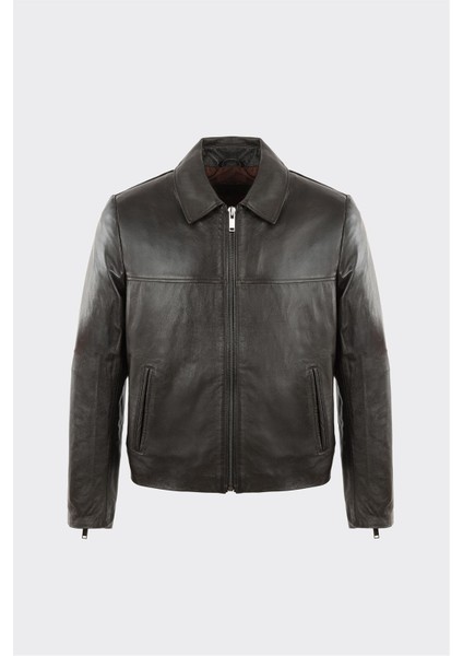 Kahve Deri Erkek Ceket