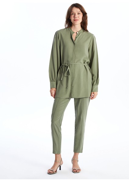 Yeni Sezon Hakim Yaka Keten Karışımlı Kadın Gömlek Tunik fiyatları