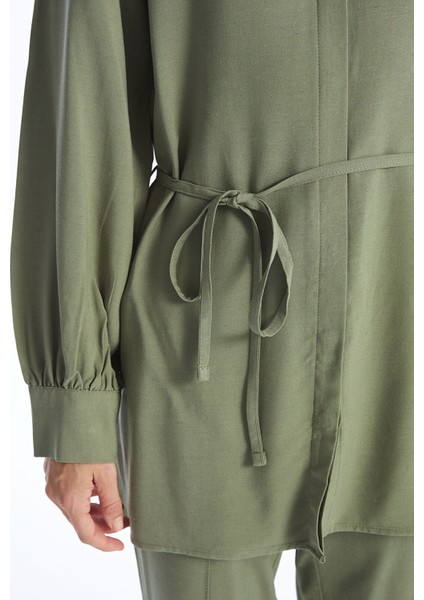 Yeni Sezon Hakim Yaka Keten Karışımlı Kadın Gömlek Tunik modelleri