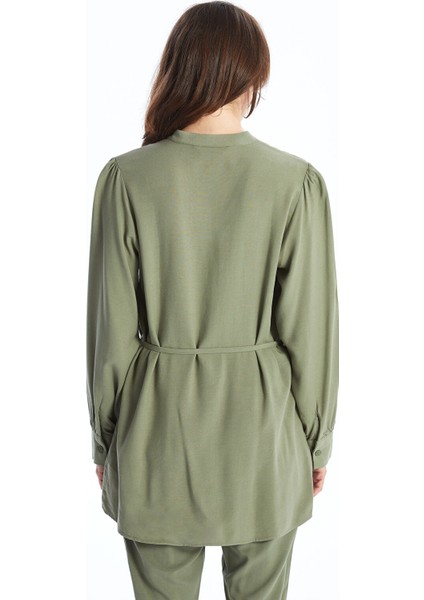 Yeni Sezon Hakim Yaka Keten Karışımlı Kadın Gömlek Tunik fırsatları